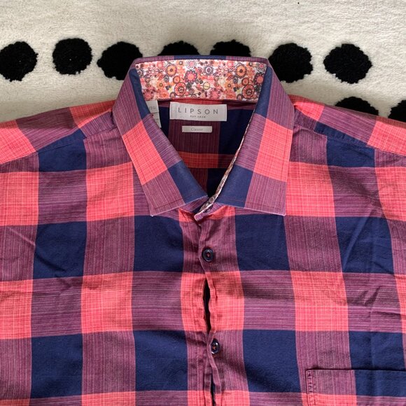 Lipson Classic Floral Flip Cuff Check Print Casual Shirt - Picture 2 of 10
